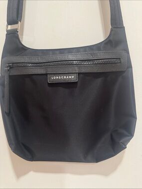 Longchamp Black Nylon Crossbody Bag Front Zip with Inner Zip Pocket